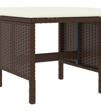 6-tlg. Garten-Essgruppe mit Kissen Braun Poly Rattan