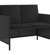 6-tlg. Garten-Essgruppe mit Kissen Schwarz Poly Rattan