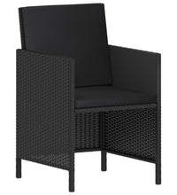 6-tlg. Garten-Essgruppe mit Kissen Schwarz Poly Rattan