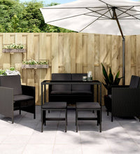 6-tlg. Garten-Essgruppe mit Kissen Schwarz Poly Rattan