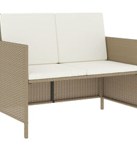 6-tlg. Garten-Essgruppe mit Kissen Beige Poly Rattan