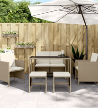 6-tlg. Garten-Essgruppe mit Kissen Beige Poly Rattan