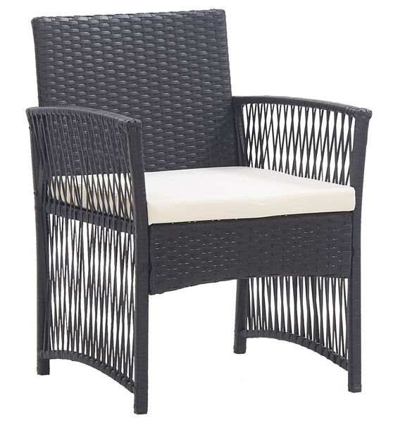 Gartensessel mit Sitzkissen 2 Stk. Schwarz Poly Rattan