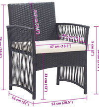 Gartensessel mit Sitzkissen 2 Stk. Schwarz Poly Rattan