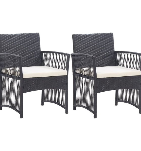 Gartensessel mit Sitzkissen 2 Stk. Schwarz Poly Rattan