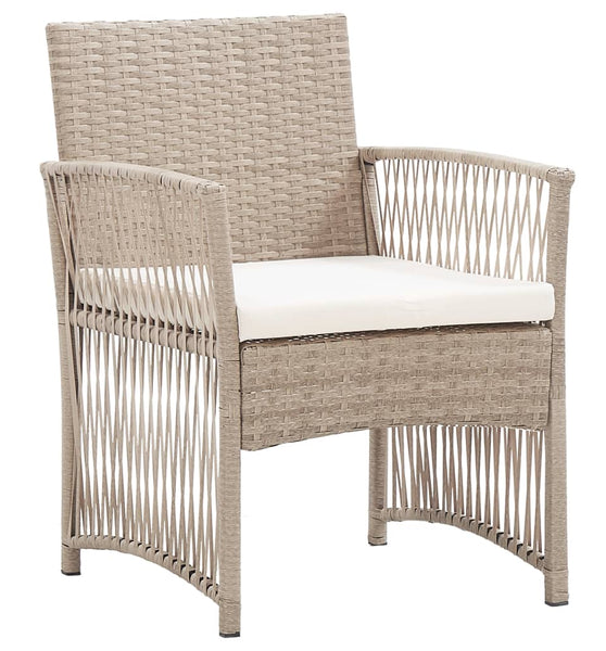 Gartensessel mit Sitzkissen 2 Stk. Beige Poly Rattan