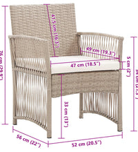 Gartensessel mit Sitzkissen 2 Stk. Beige Poly Rattan