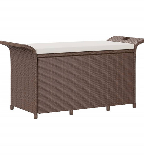 Gartenbank mit Kissen Braun 116x46x57 cm Poly Rattan