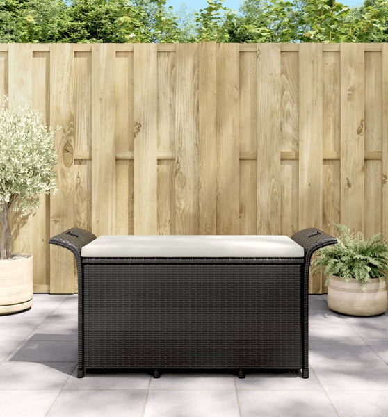 Gartenbank mit Kissen Schwarz 116x46x57 cm Poly Rattan