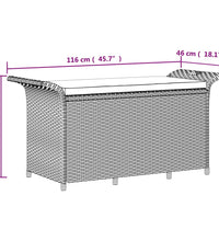 Gartenbank mit Kissen Grau 116x46x57 cm Poly Rattan