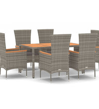 7-tlg. Garten-Essgruppe mit Kissen Grau Poly Rattan