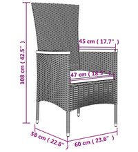 7-tlg. Garten-Essgruppe mit Kissen Grau Poly Rattan