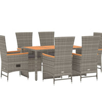 7-tlg. Garten-Essgruppe mit Kissen Grau Poly Rattan