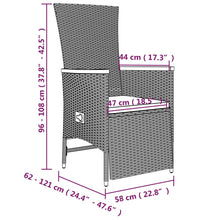 7-tlg. Garten-Essgruppe mit Kissen Grau Poly Rattan