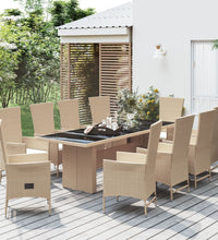 11-tlg. Garten-Essgruppe mit Kissen Beige Poly Rattan