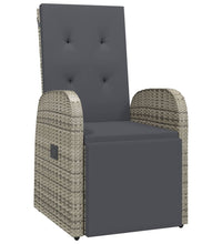 7-tlg. Garten-Essgruppe mit Kissen Grau Poly Rattan