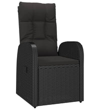 7-tlg. Garten-Essgruppe mit Kissen Schwarz Poly Rattan