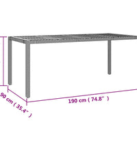 7-tlg. Garten-Essgruppe mit Kissen Schwarz Poly Rattan