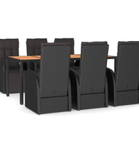 7-tlg. Garten-Essgruppe Schwarz Poly Rattan & Massivholz Akazie