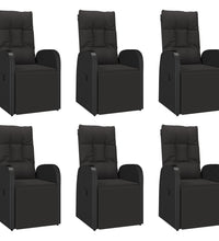 7-tlg. Garten-Essgruppe Schwarz Poly Rattan & Massivholz Akazie