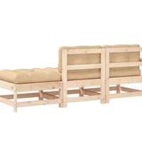 3-tlg. Garten-Lounge-Set mit Kissen Massivholz