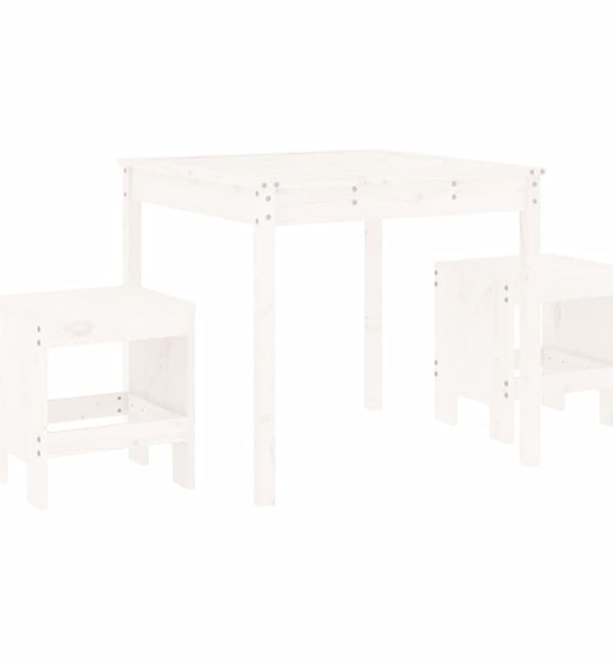 3-tlg. Garten-Bistro-Set Weiß Massivholz Kiefer