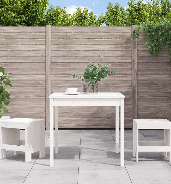 3-tlg. Garten-Bistro-Set Weiß Massivholz Kiefer