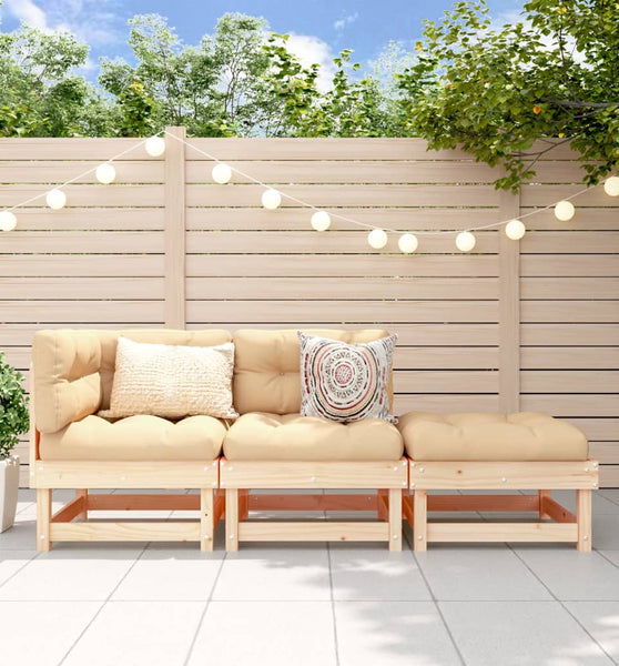 3-tlg. Garten-Lounge-Set Massivholz Kiefer