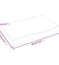 Wandregal 60x40x(2-6) cm Massivholz Eiche Unbehandelt