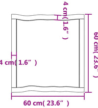 Tischplatte 60x60x(2-6) cm Massivholz Unbehandelt Baumkante