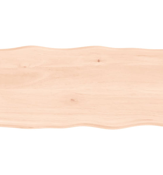 Tischplatte 80x40x2 cm Massivholz Eiche Unbehandelt Baumkante
