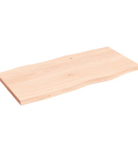 Tischplatte 80x40x2 cm Massivholz Eiche Unbehandelt Baumkante