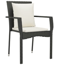 7-tlg. Garten-Essgruppe mit Kissen Schwarz Poly Rattan