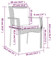 7-tlg. Garten-Essgruppe mit Kissen Schwarz Poly Rattan
