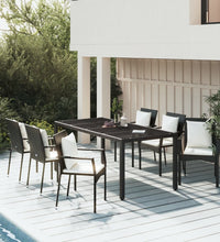 7-tlg. Garten-Essgruppe mit Kissen Schwarz Poly Rattan
