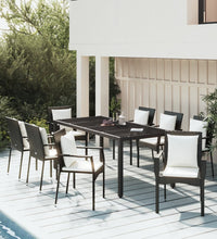 9-tlg. Garten-Essgruppe mit Kissen Schwarz Poly Rattan