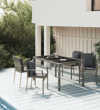 5-tlg. Garten-Essgruppe mit Kissen Grau Poly Rattan