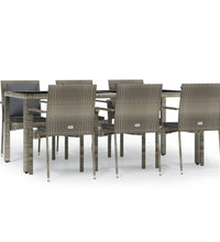 7-tlg. Garten-Essgruppe mit Kissen Grau Poly Rattan