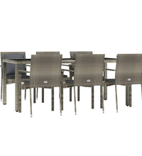 7-tlg. Garten-Essgruppe mit Kissen Grau Poly Rattan