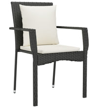 5-tlg. Garten-Essgruppe mit Kissen Schwarz Poly Rattan
