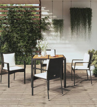 5-tlg. Garten-Essgruppe mit Kissen Schwarz Poly Rattan