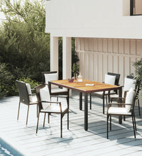 5-tlg. Garten-Essgruppe mit Kissen Schwarz Poly Rattan