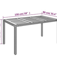 7-tlg. Garten-Essgruppe mit Kissen Schwarz Poly Rattan