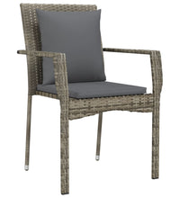 5-tlg. Garten-Essgruppe mit Kissen Grau Poly Rattan