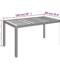 5-tlg. Garten-Essgruppe mit Kissen Grau Poly Rattan