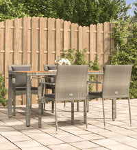5-tlg. Garten-Essgruppe mit Kissen Grau Poly Rattan