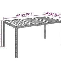 7-tlg. Garten-Essgruppe mit Kissen Grau Poly Rattan