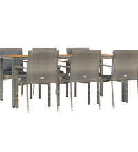 7-tlg. Garten-Essgruppe mit Kissen Grau Poly Rattan