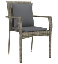 7-tlg. Garten-Essgruppe mit Kissen Grau Poly Rattan