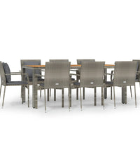 9-tlg. Garten-Essgruppe mit Kissen Grau Poly Rattan